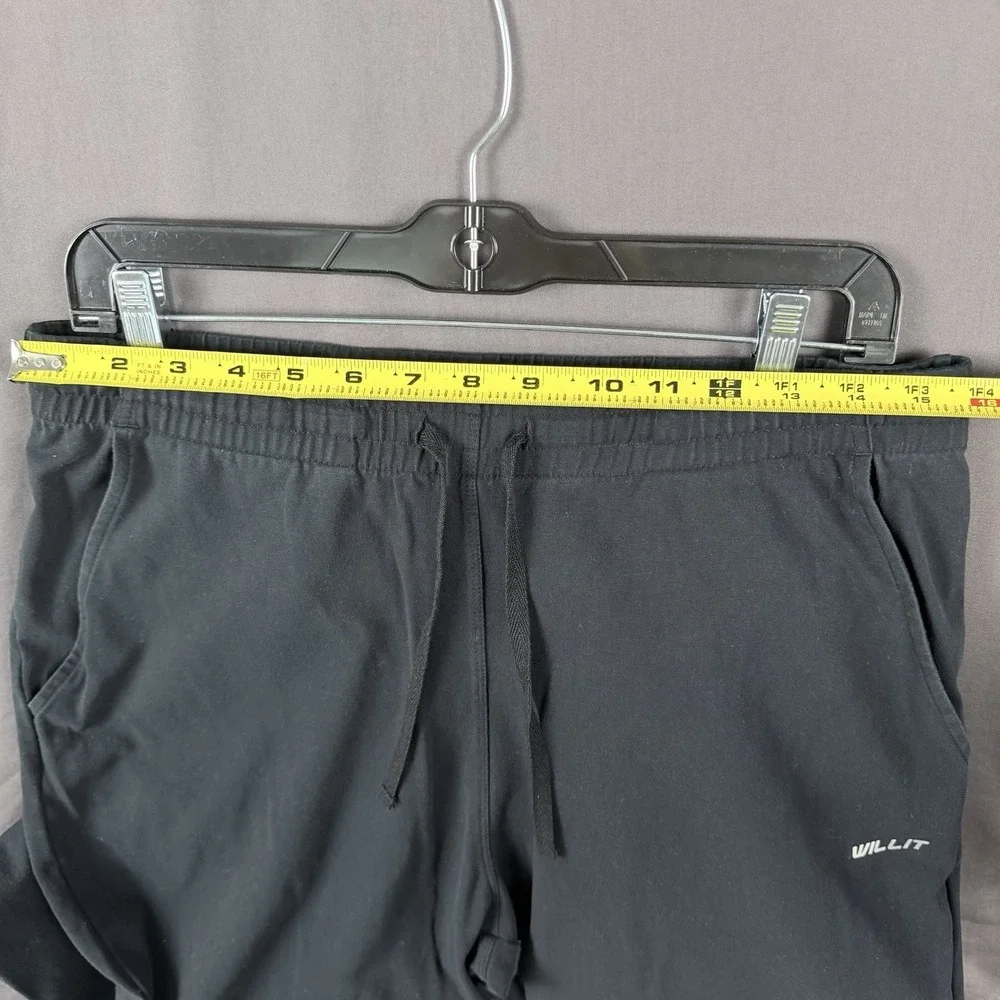 Willit Men's Sweatpants Black L Drawstring Elastic Waist Pockets Straight Leg